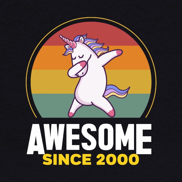 Unicorn Cute, Awesome Since 2000, Born In 2000 Birthday by GEMEARNARNSYAK